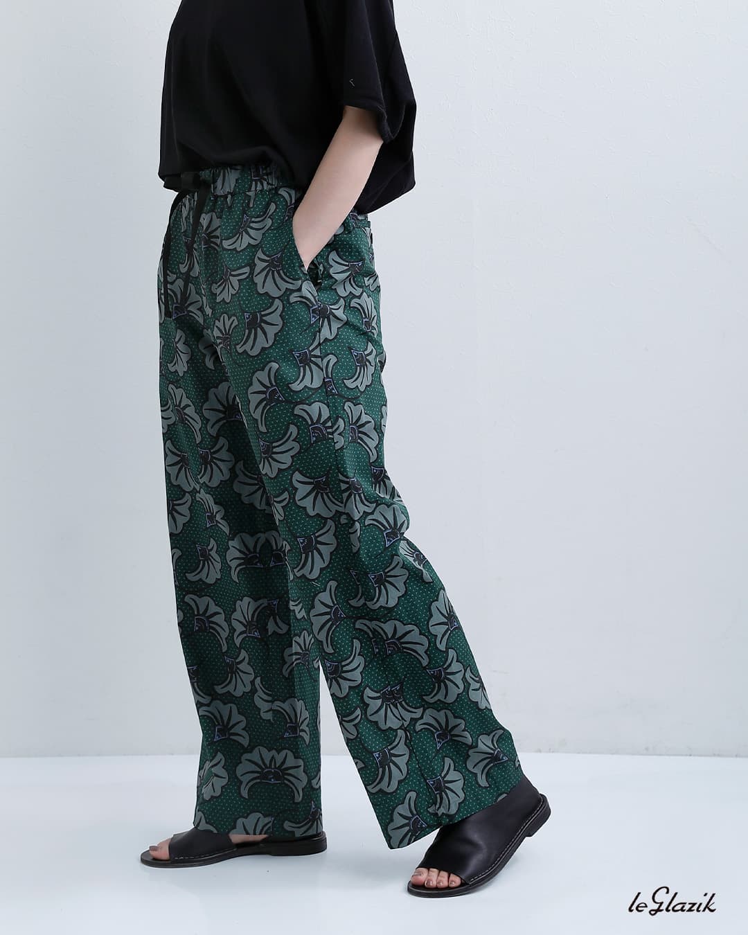 Le Glazikコットン バティックプリント ドローストリング パンツ lg-e0048btk-26ss