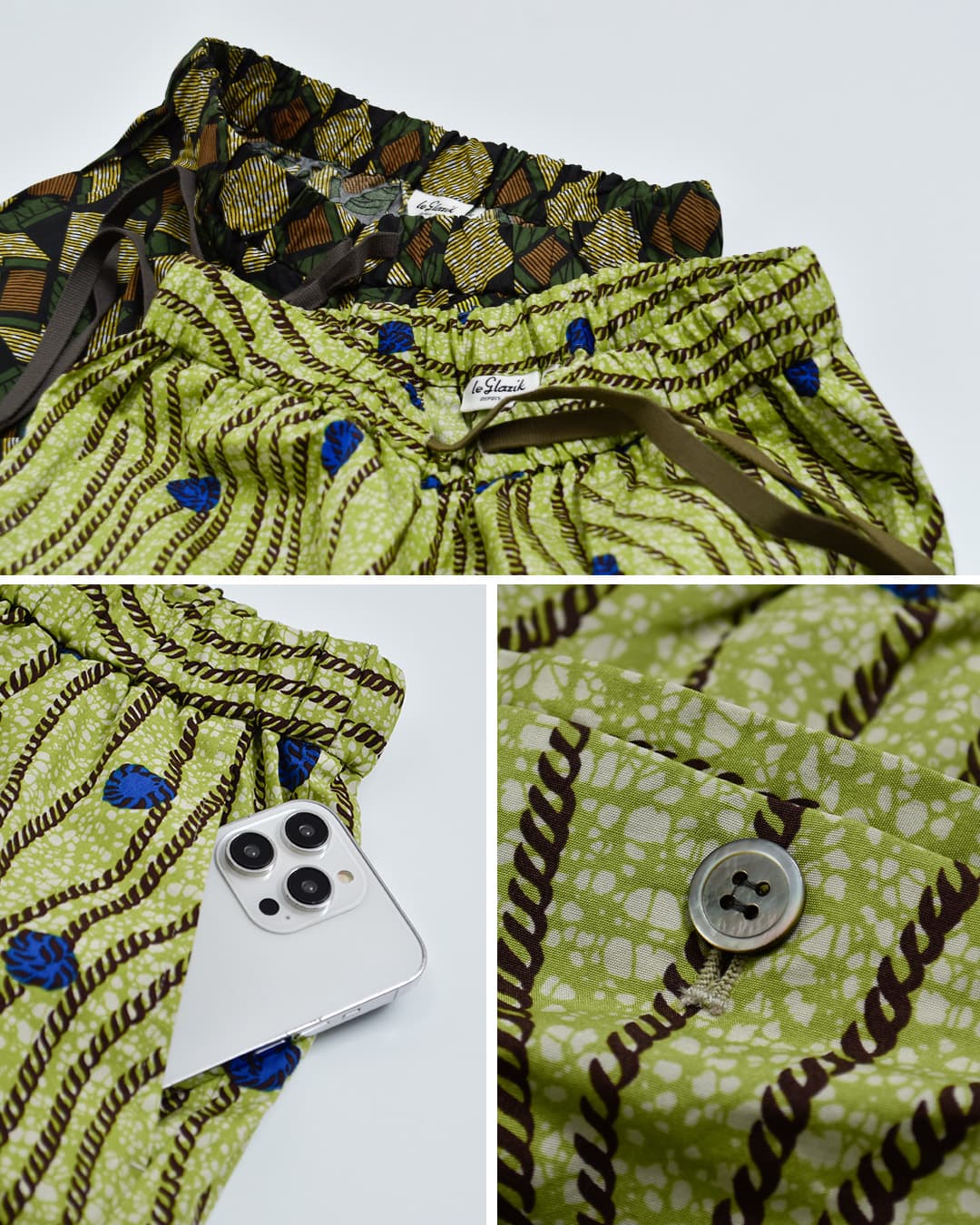 Le Glazikコットン バティックプリント ドローストリング パンツ lg-e0048btk-26ss