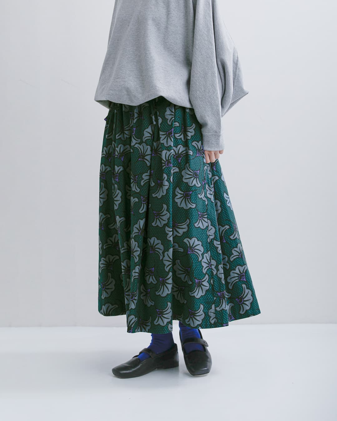 Le Glazik(ルグラジック)コットン バティックプリント タック ギャザー スカート lg-f0076btk-26ss