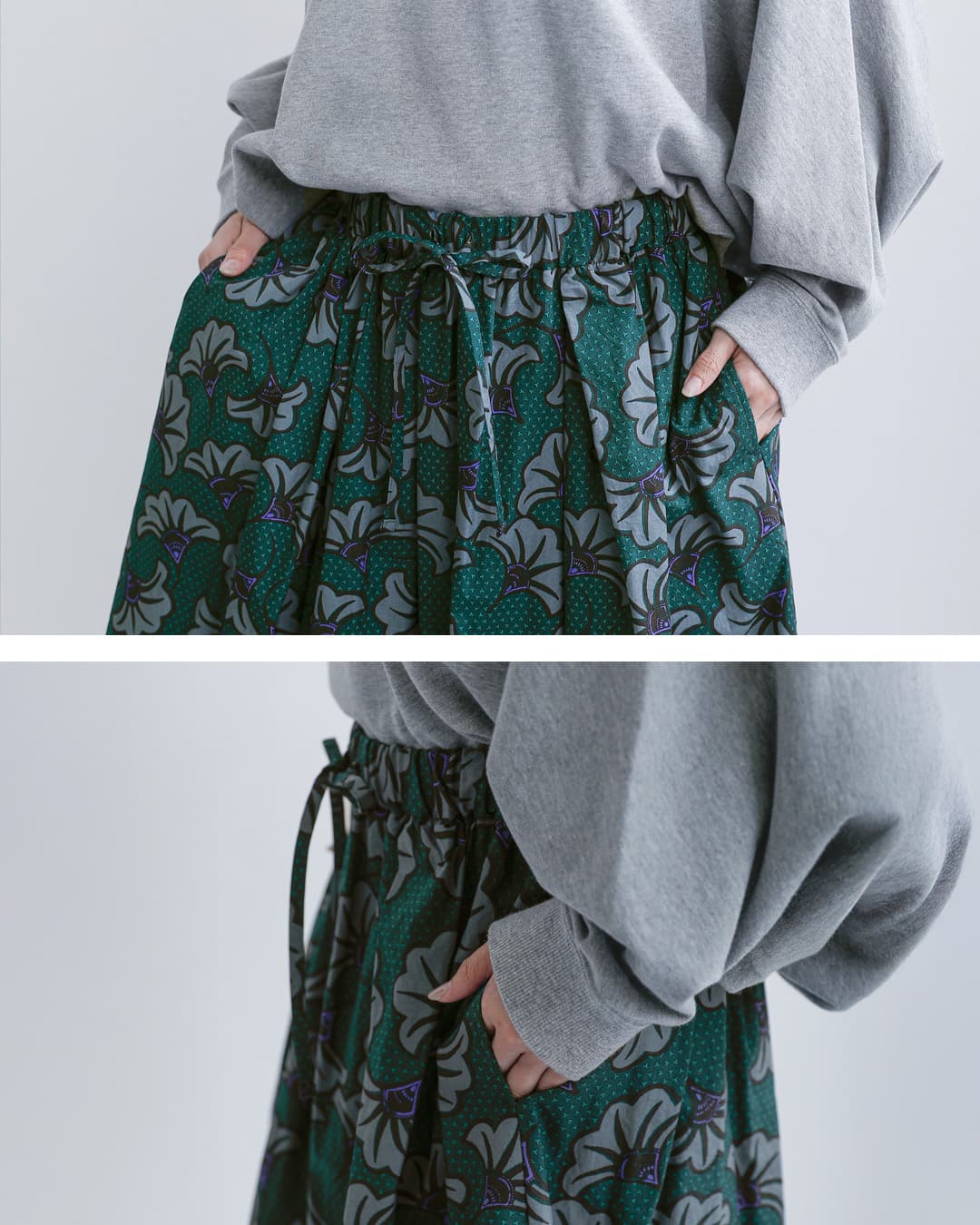 Le Glazik(ルグラジック)コットン バティックプリント タック ギャザー スカート lg-f0076btk-26ss