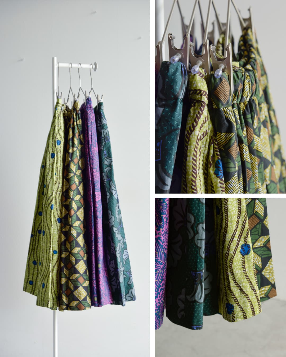 Le Glazik(ルグラジック)コットン バティックプリント タック ギャザー スカート lg-f0076btk-26ss