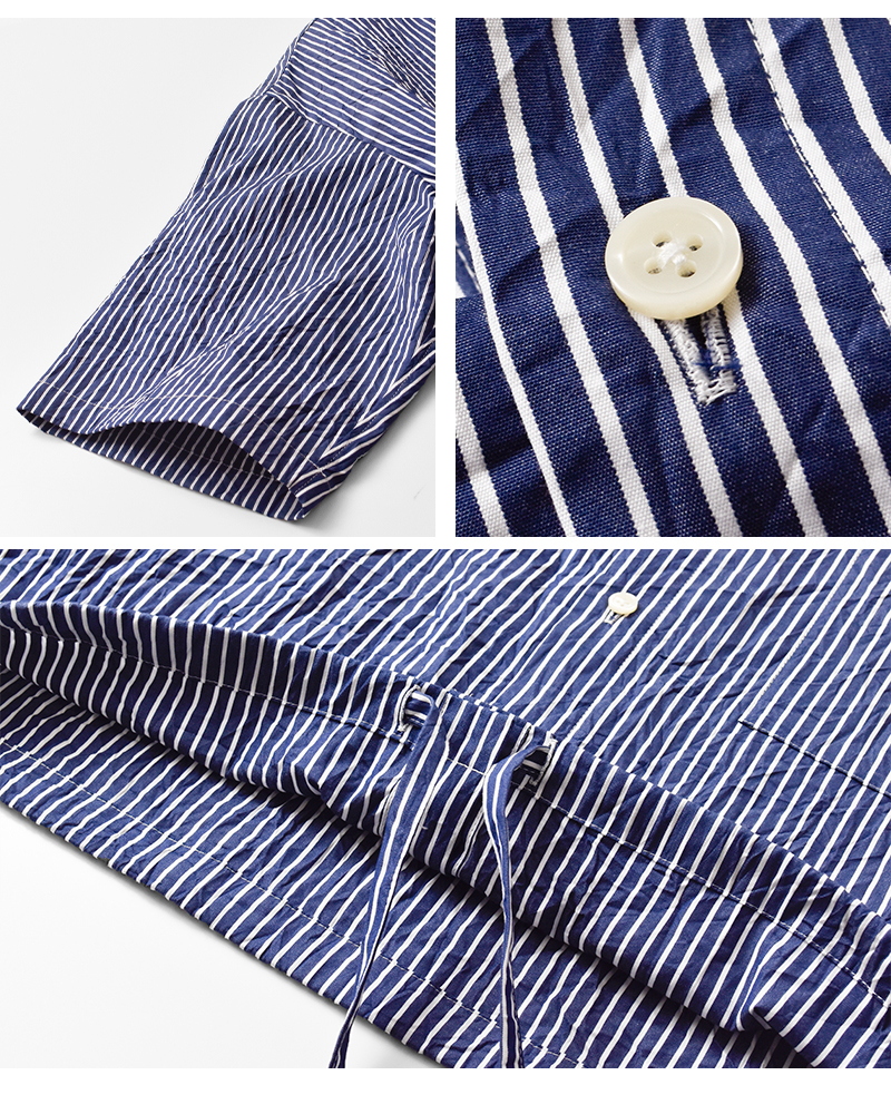 nicholson&nicholson(ニコルソンアンドニコルソン)クリンクルコットン半袖ストライプシャツ“LINDA”linda-cc