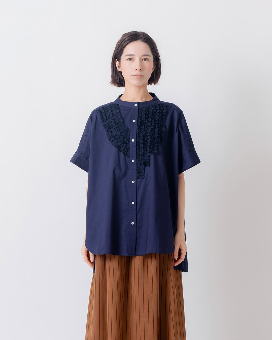 kelenアシンメトリー フリル デザイン ブラウス RIFFUL lkl25sbl2225