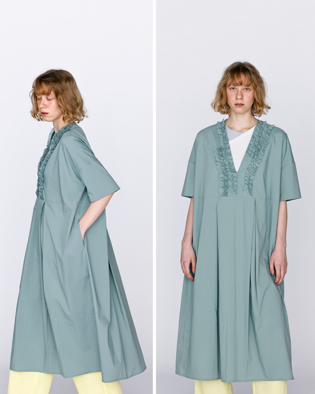 kelen(ケレン)フリルデザイン Vネック ワンピース “RIFFEW” lkl25sop2104