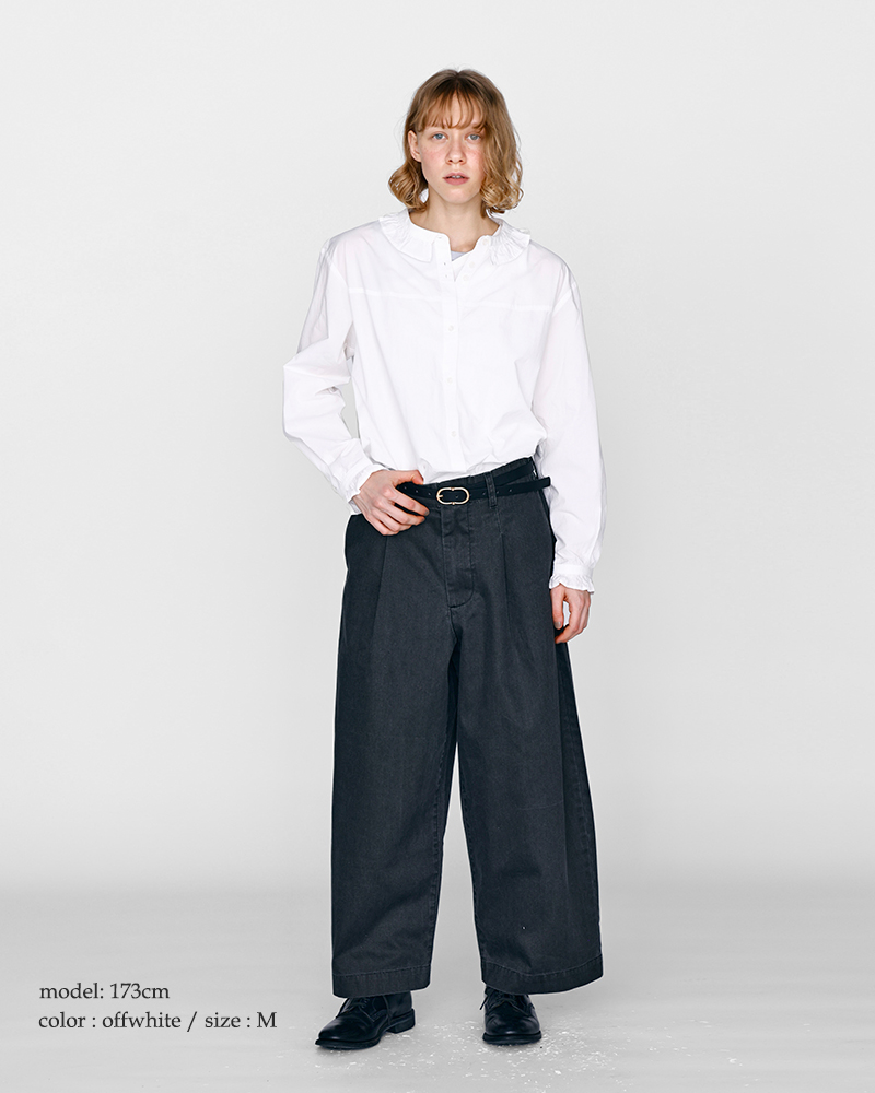 kelen(ケレン)コットンモダールフリルカラーデザインブラウス“MEMIU”lkl26hbl2277