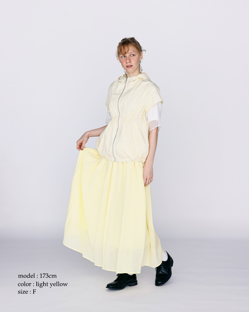 kelen(ケレン)ドローストリングデザインフードジップベスト“AROW”lkl26hbl2281