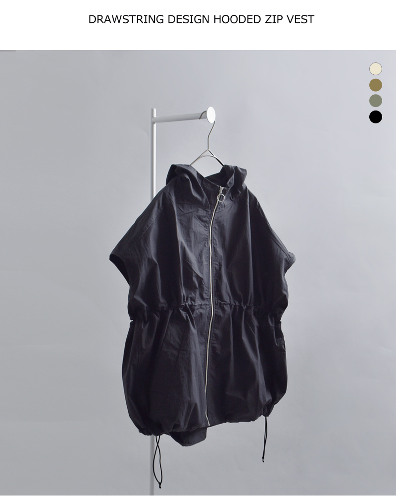 kelen(ケレン)ドローストリングデザインフードジップベスト“AROW”lkl26hbl2281