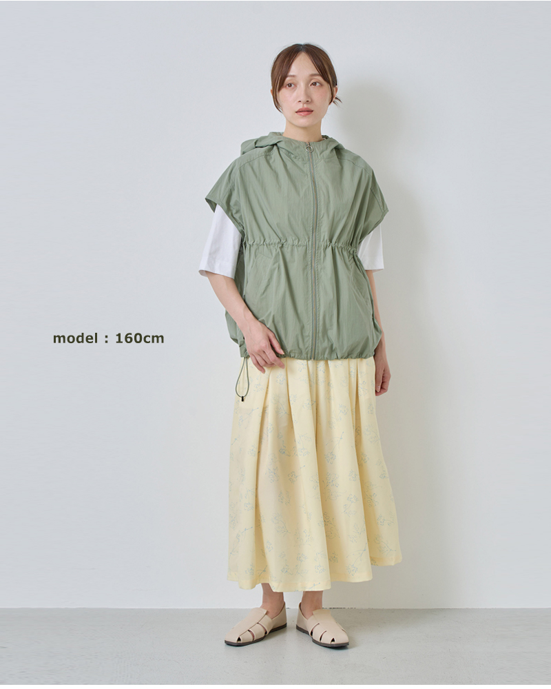 kelen(ケレン)ドローストリングデザインフードジップベスト“AROW”lkl26hbl2281