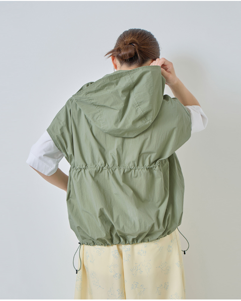 kelen(ケレン)ドローストリングデザインフードジップベスト“AROW”lkl26hbl2281