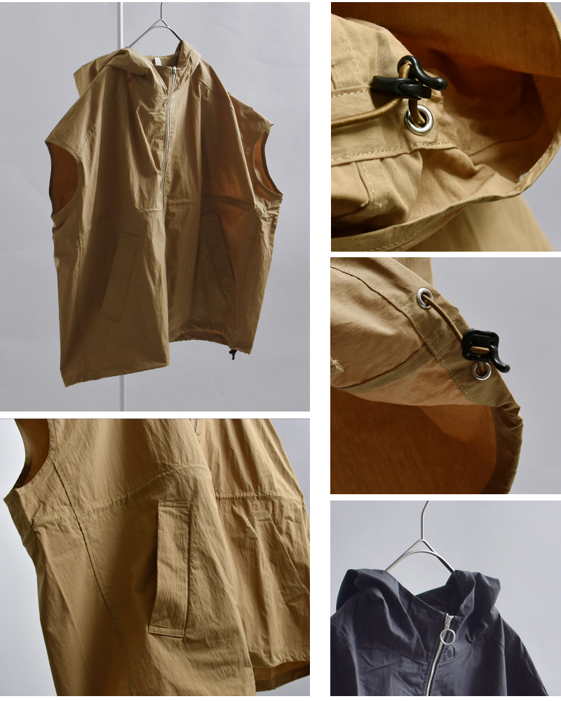 kelen(ケレン)ドローストリングデザインフードジップベスト“AROW”lkl26hbl2281