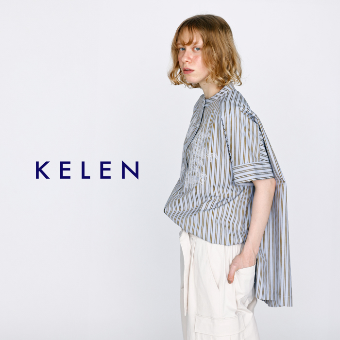 kelen(ケレン)フラワーレース刺繍ストライプブラウス“LACIEL”lkl26hbl2282