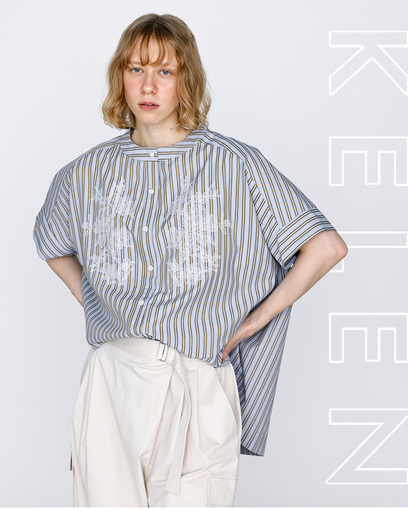 kelen(ケレン)フラワーレース刺繍ストライプブラウス“LACIEL”lkl26hbl2282