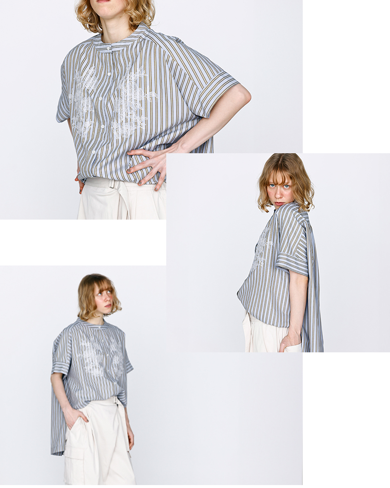 kelen(ケレン)フラワーレース刺繍ストライプブラウス“LACIEL”lkl26hbl2282