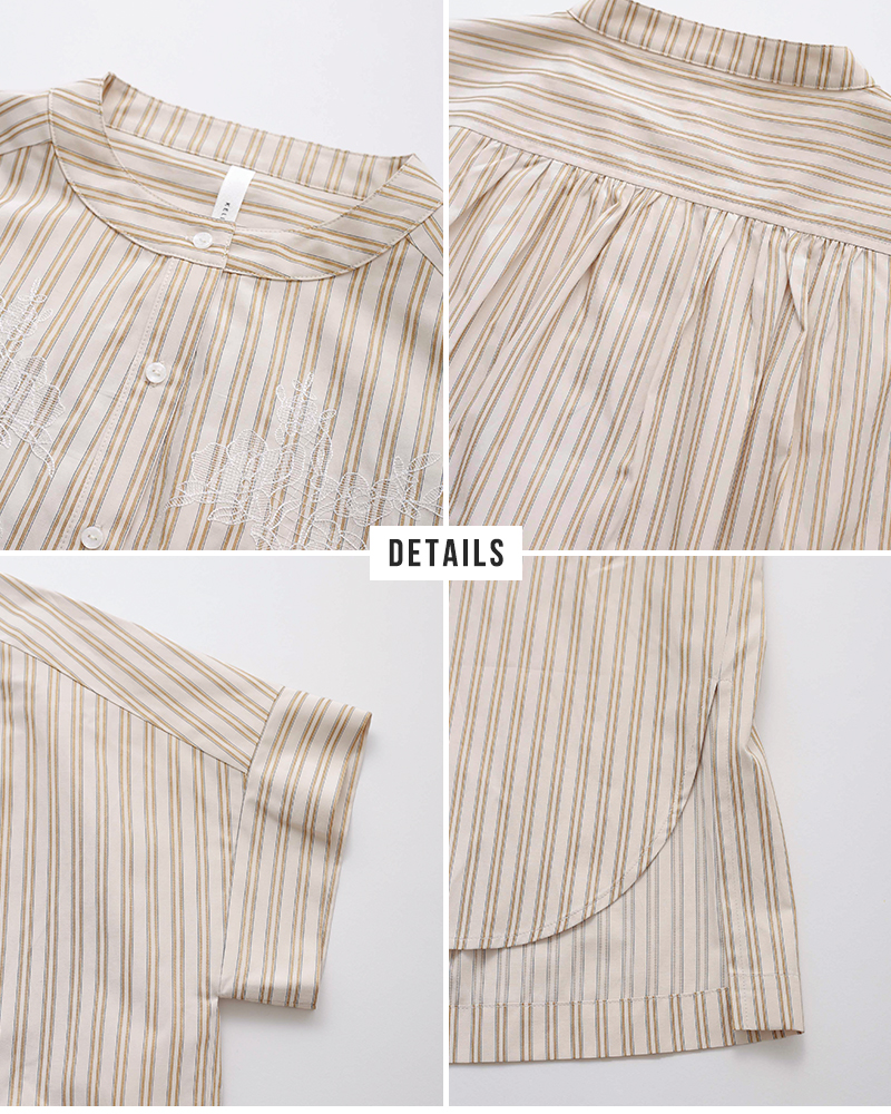 kelen(ケレン)フラワーレース刺繍ストライプブラウス“LACIEL”lkl26hbl2282