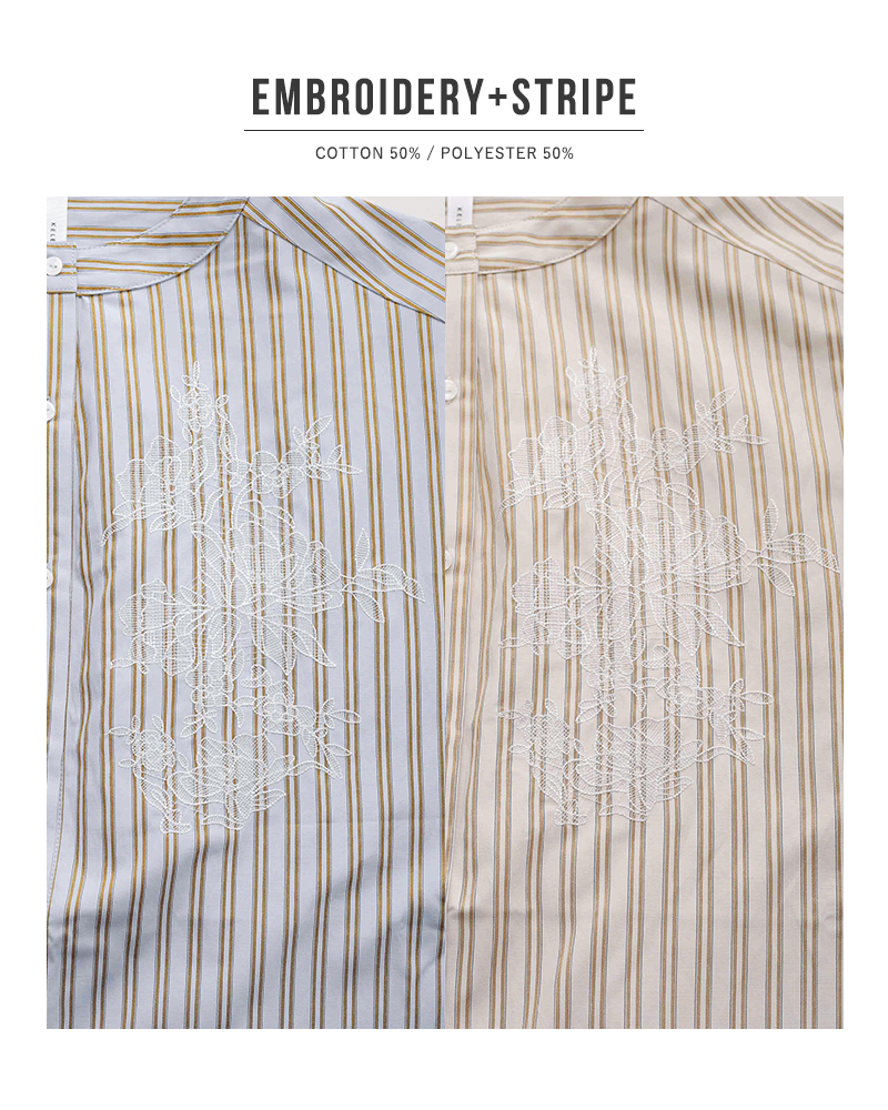 kelen(ケレン)フラワーレース刺繍ストライプブラウス“LACIEL”lkl26hbl2282