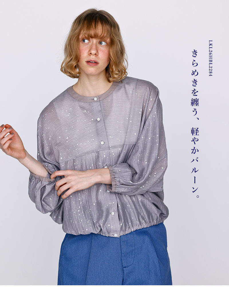 kelen(ケレン)箔プリントバルーンシルエットブラウス“SNOW”lkl26hbl2284