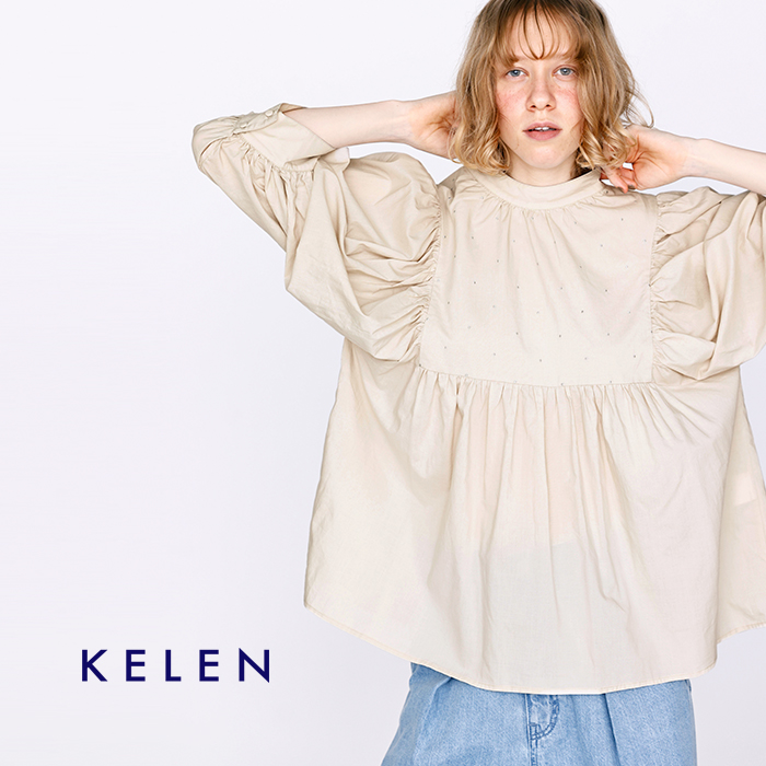 kelen(ケレン)ラメ糸ドット刺繍ギャザーブラウス“CAFUN”lkl26hbl2289