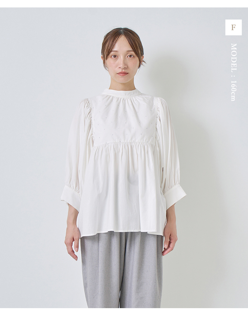 kelen(ケレン)ラメ糸ドット刺繍ギャザーブラウス“CAFUN”lkl26hbl2289