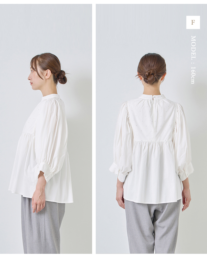 kelen(ケレン)ラメ糸ドット刺繍ギャザーブラウス“CAFUN”lkl26hbl2289