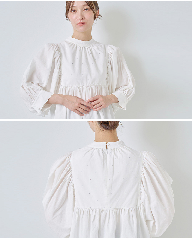 kelen(ケレン)ラメ糸ドット刺繍ギャザーブラウス“CAFUN”lkl26hbl2289