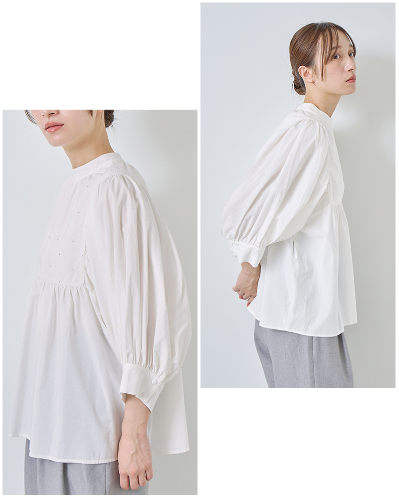 kelen(ケレン)ラメ糸ドット刺繍ギャザーブラウス“CAFUN”lkl26hbl2289