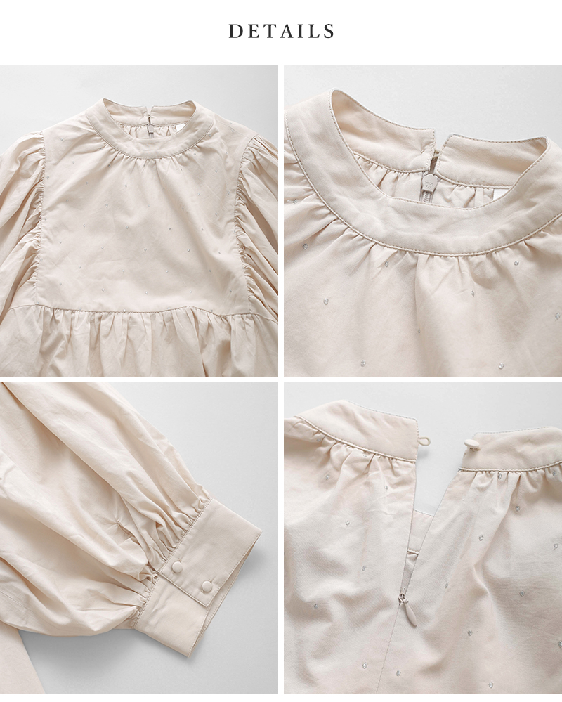 kelen(ケレン)ラメ糸ドット刺繍ギャザーブラウス“CAFUN”lkl26hbl2289