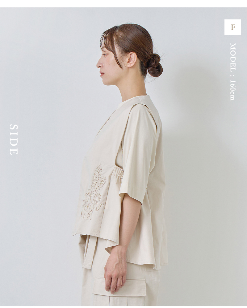 kelen(ケレン)コットンストレッチコード刺繍Vネックベスト“CURE”lkl26hbl2291