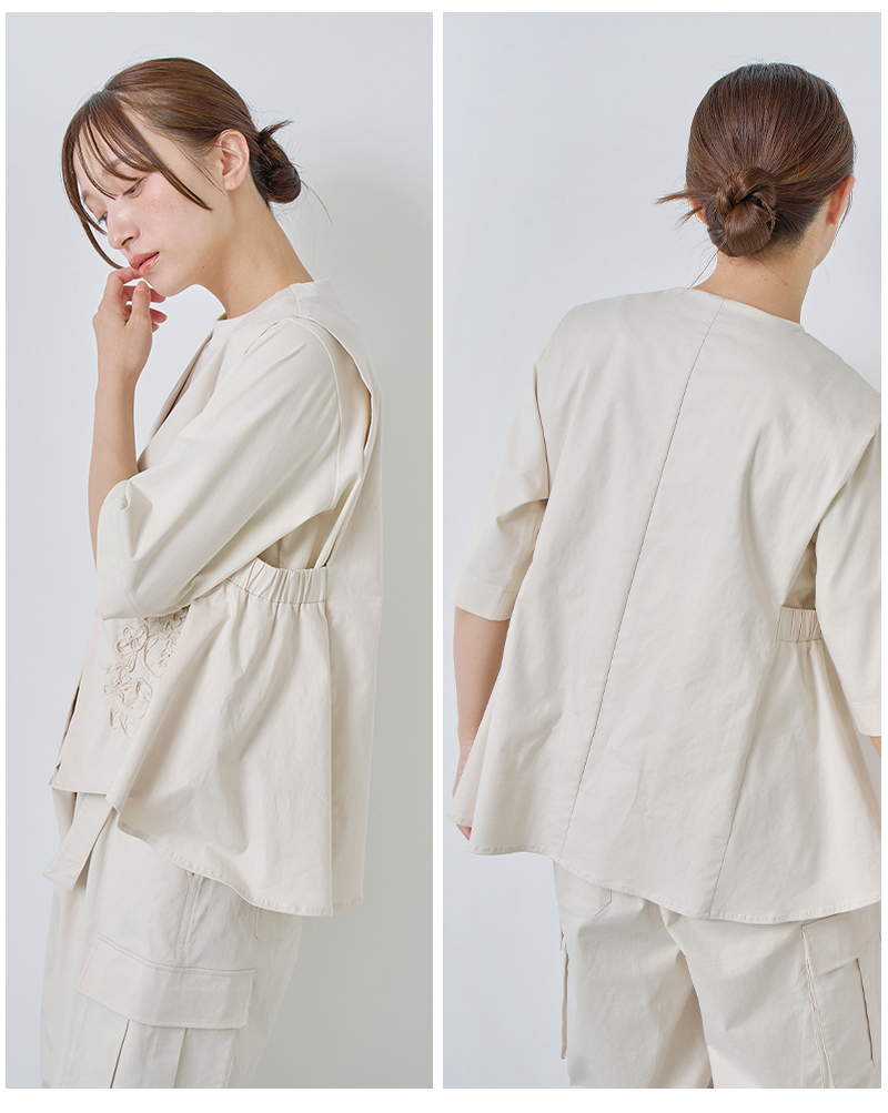 kelen(ケレン)コットンストレッチコード刺繍Vネックベスト“CURE”lkl26hbl2291