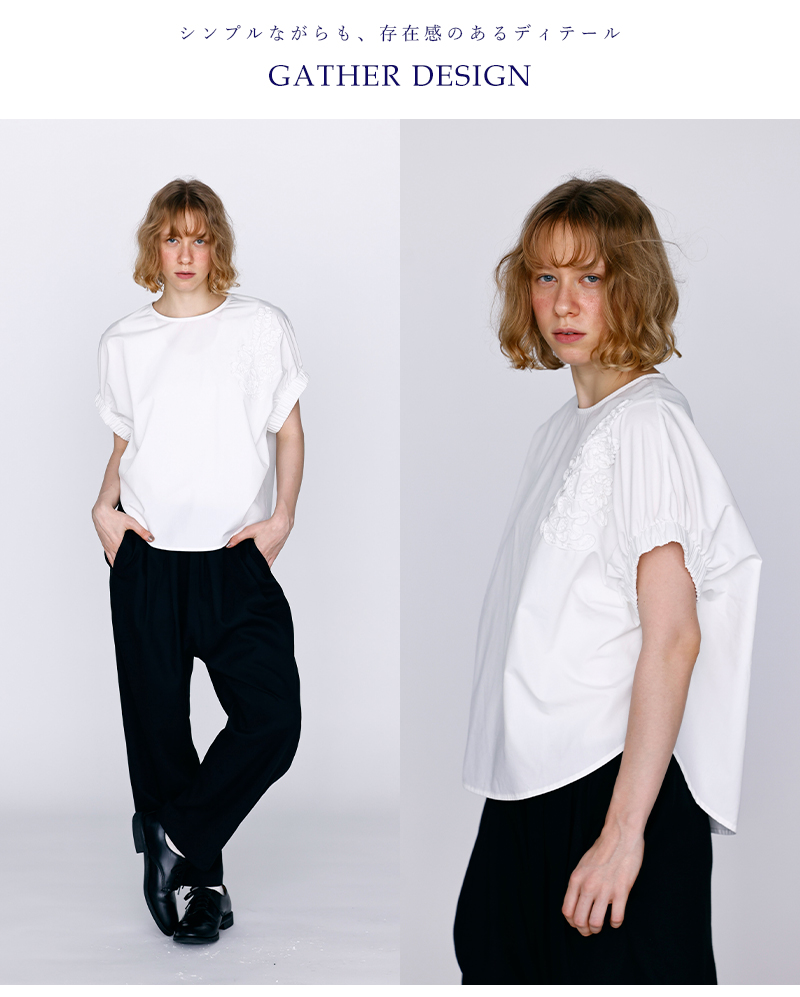 kelen(ケレン)リーフフラワーモチーフコード刺繍デザイントップス“PAKIA”lkl26hbl2292