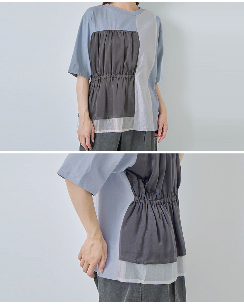 kelen(ケレン)カラーブロック異素材Tシャツ“LAIS”lkl26hcs2020