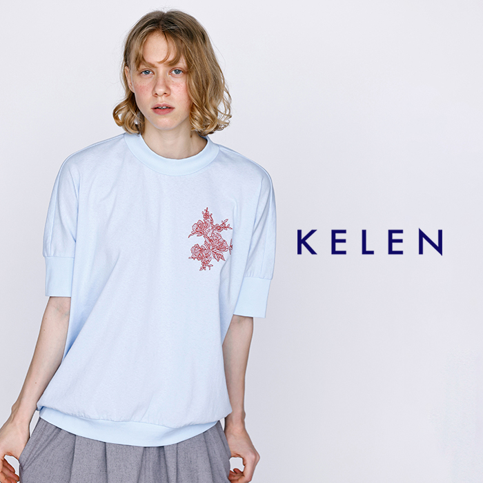 kelen(ケレン)コットンジャージーフラワーモチーフ刺繍デザイントップス“GIA”lkl26hcs2021