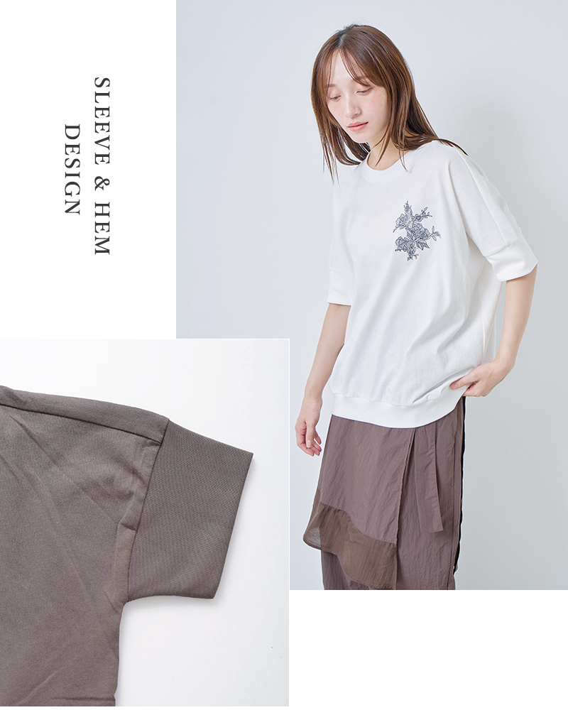 kelen(ケレン)コットンジャージーフラワーモチーフ刺繍デザイントップス“GIA”lkl26hcs2021