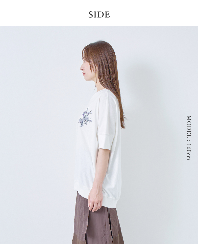 kelen(ケレン)コットンジャージーフラワーモチーフ刺繍デザイントップス“GIA”lkl26hcs2021