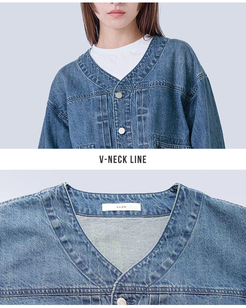 kelen(ケレン)Vネックデザインデニムジャケット“JEY”lkl26hjk2086