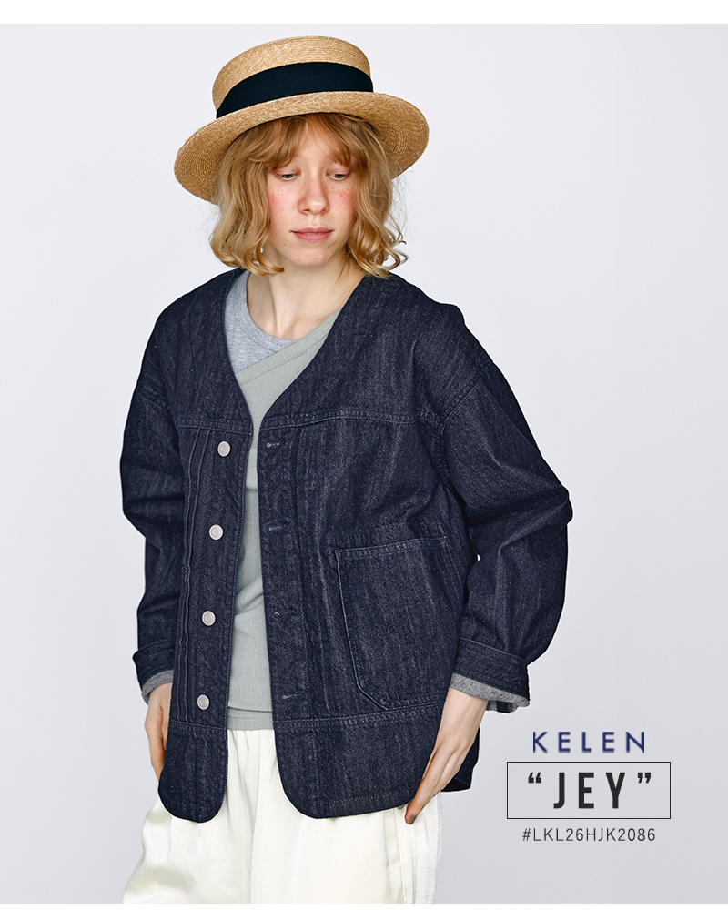 kelen(ケレン)Vネックデザインデニムジャケット“JEY”lkl26hjk2086