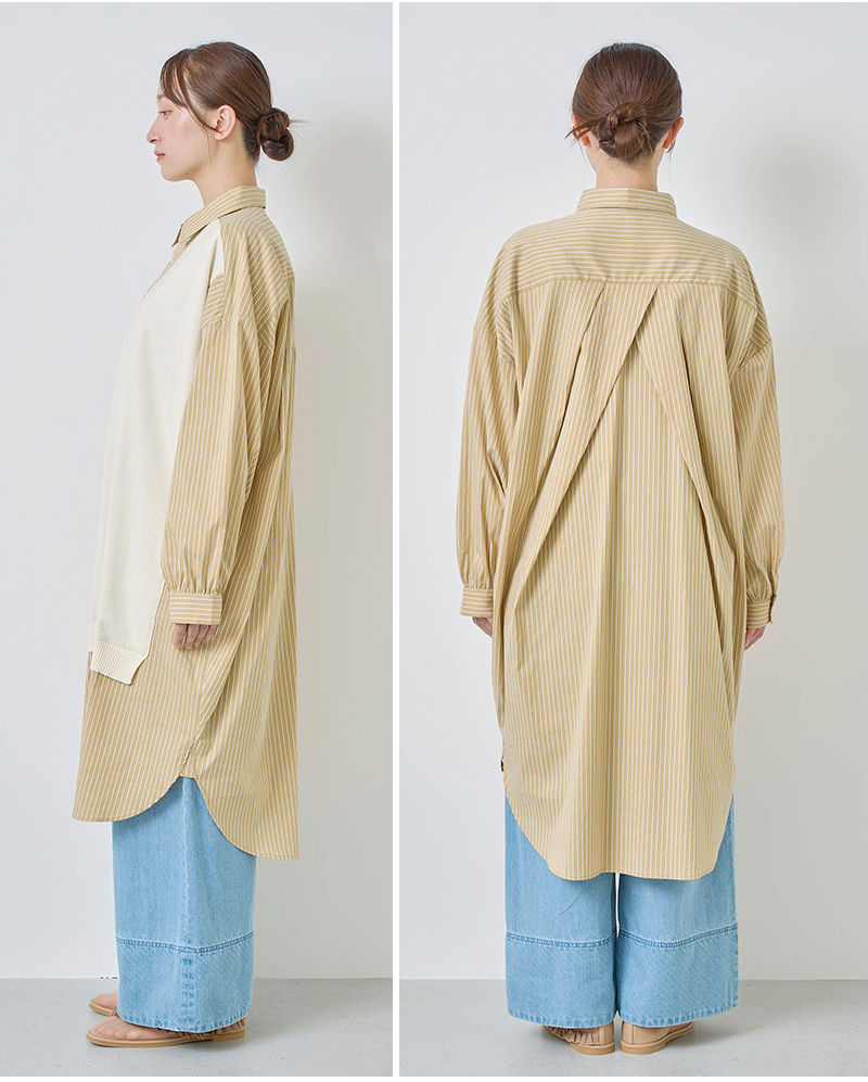 kelen ケレン ニットベスト レイヤードデザイン ストライプ シャツ