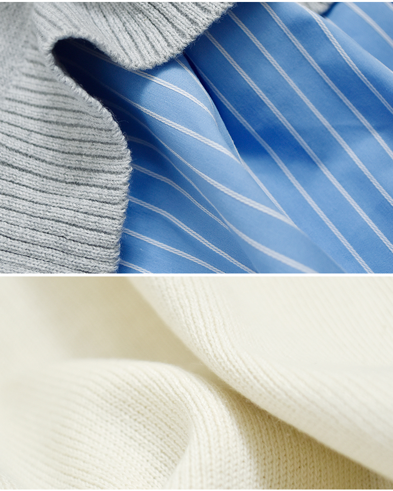 kelen(ケレン)ニットベストレイヤードデザインストライプシャツワンピース“APOLU”lkl26hop2128