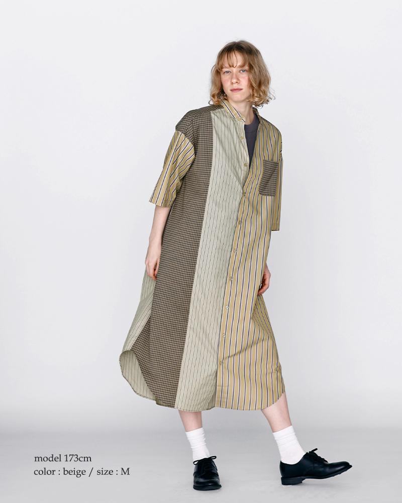 kelen(ケレン)パネルデザイン切替シャツワンピース“SERI”lkl26hop2130