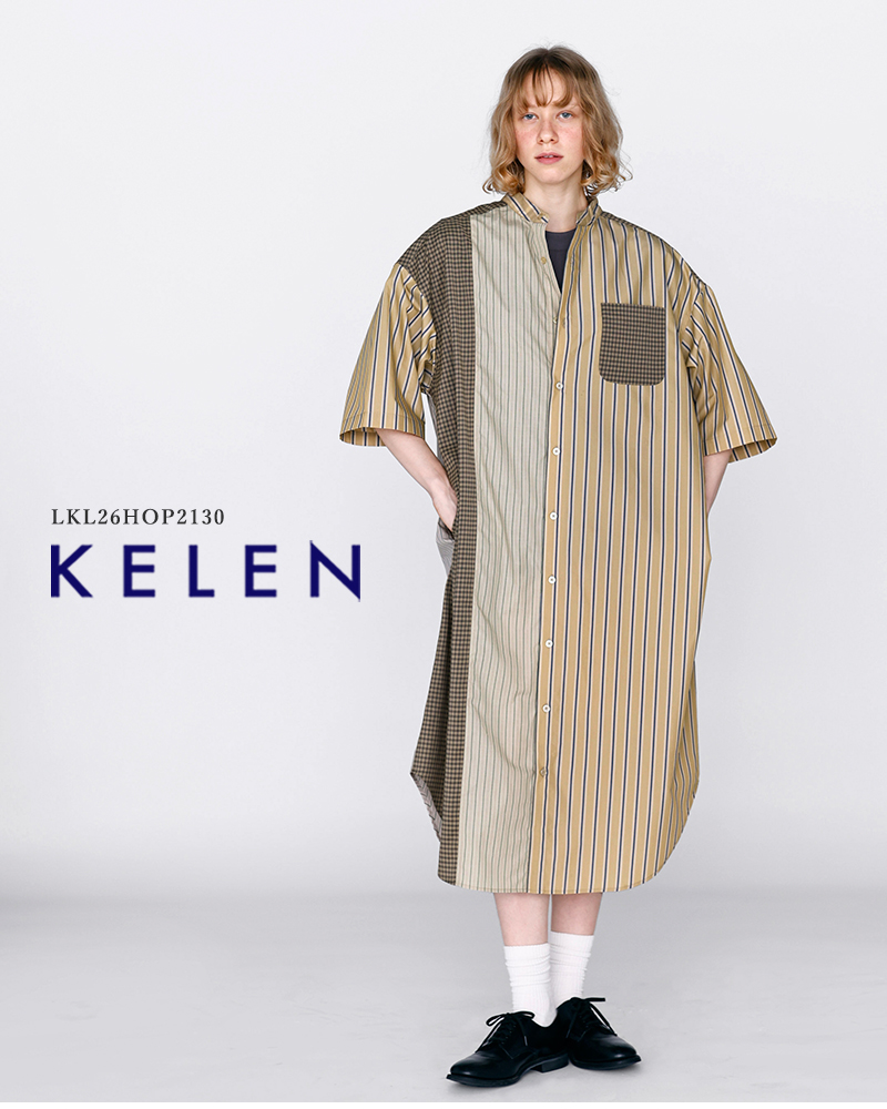kelen(ケレン)パネルデザイン切替シャツワンピース“SERI”lkl26hop2130
