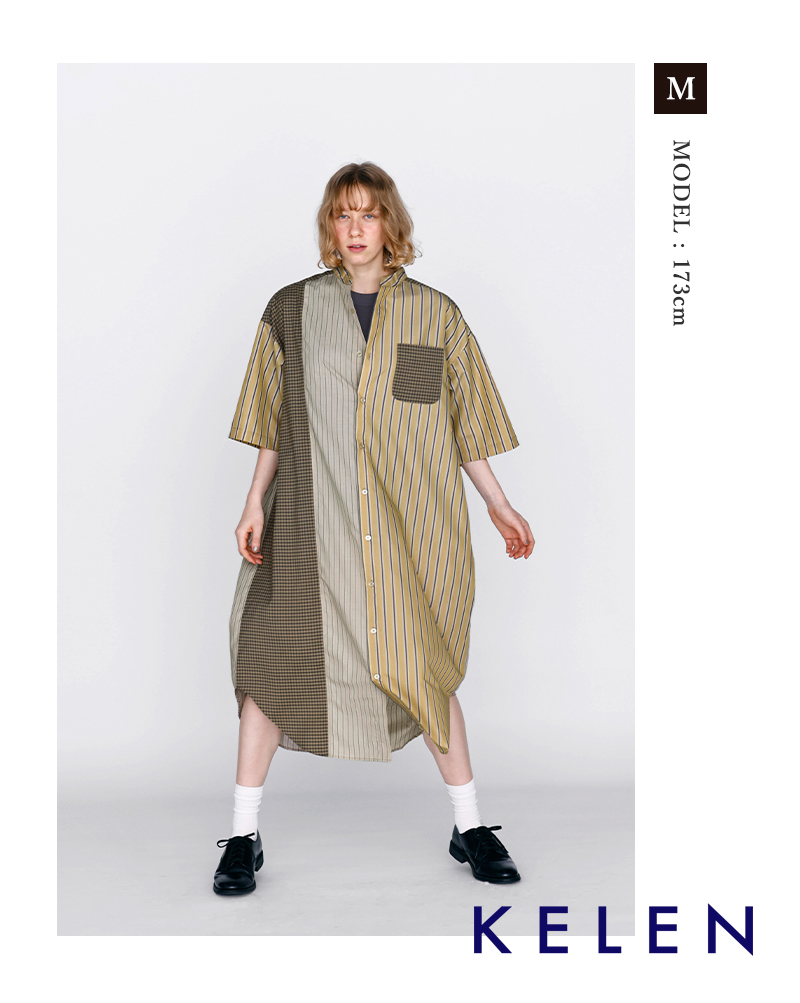 kelen(ケレン)パネルデザイン切替シャツワンピース“SERI”lkl26hop2130