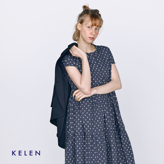 kelen(ケレン)フレンチスリーブティアードワンピース“GUMIN”lkl26hop2133
