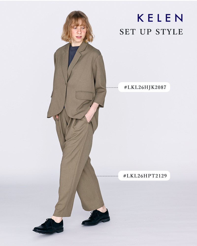 kelen ケレン リネン混ストレッチ タックデザイン イージーパンツ