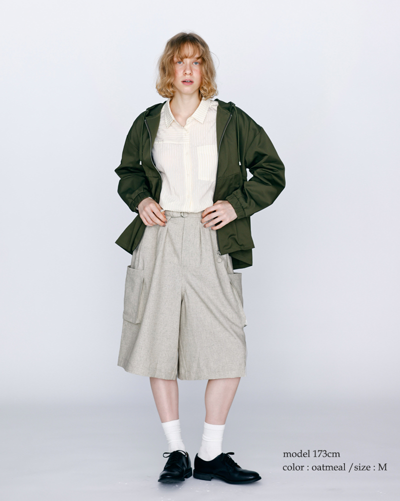 kelenリネン混ストレッチ ベルト付きデザイン ハーフパンツ “ASHAF” lkl26hpt2133