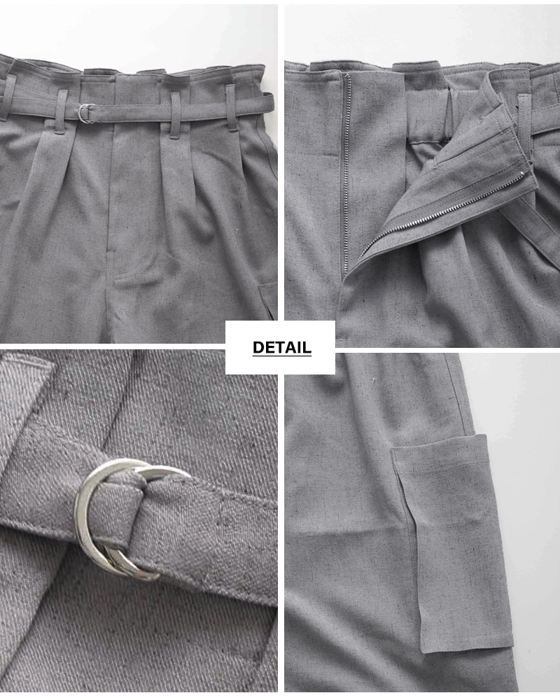 kelenリネン混ストレッチ ベルト付きデザイン ハーフパンツ “ASHAF” lkl26hpt2133