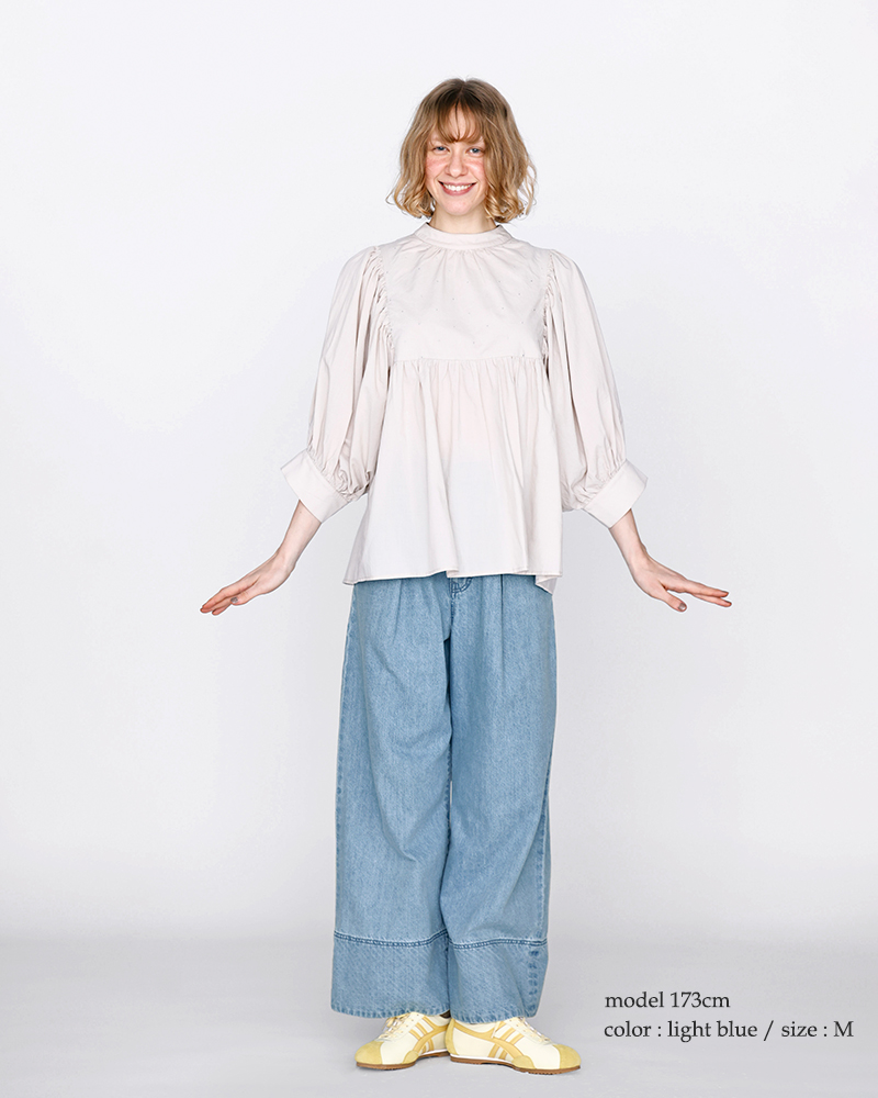 kelen(ケレン)ヘムダメージドットデザイン切り替えデニムパンツ“UFFON”lkl26hpt2134