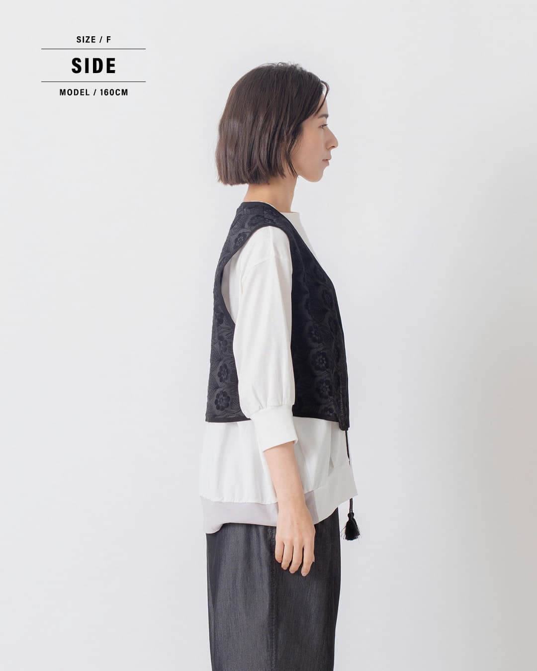 kelenシアー 花柄モチーフ 刺繍 ベスト BOGO lkl26sbl2285