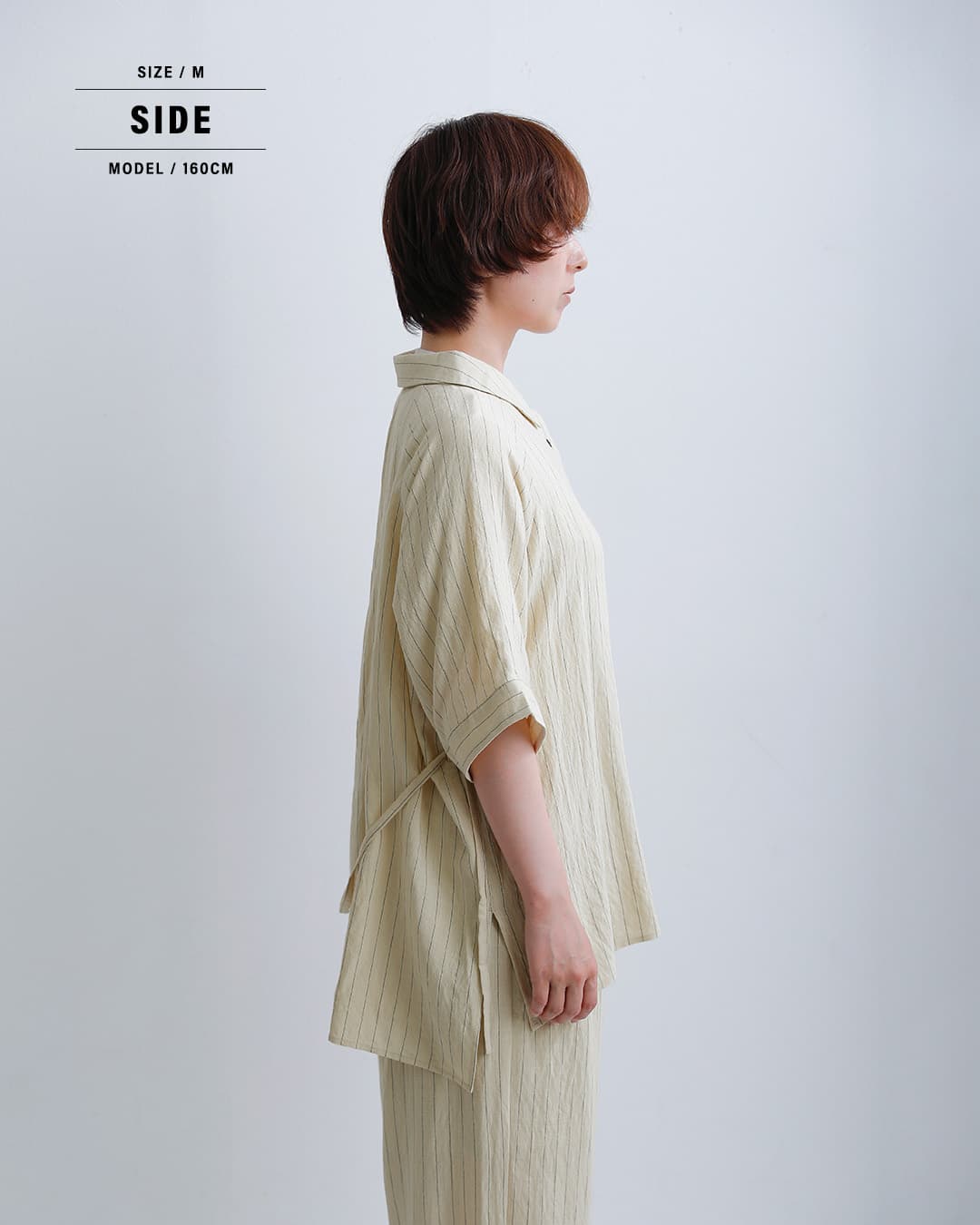 kelenリネン混 ピンストライプ ラグランスリーブ シャツ GAZY lkl26sbl2304