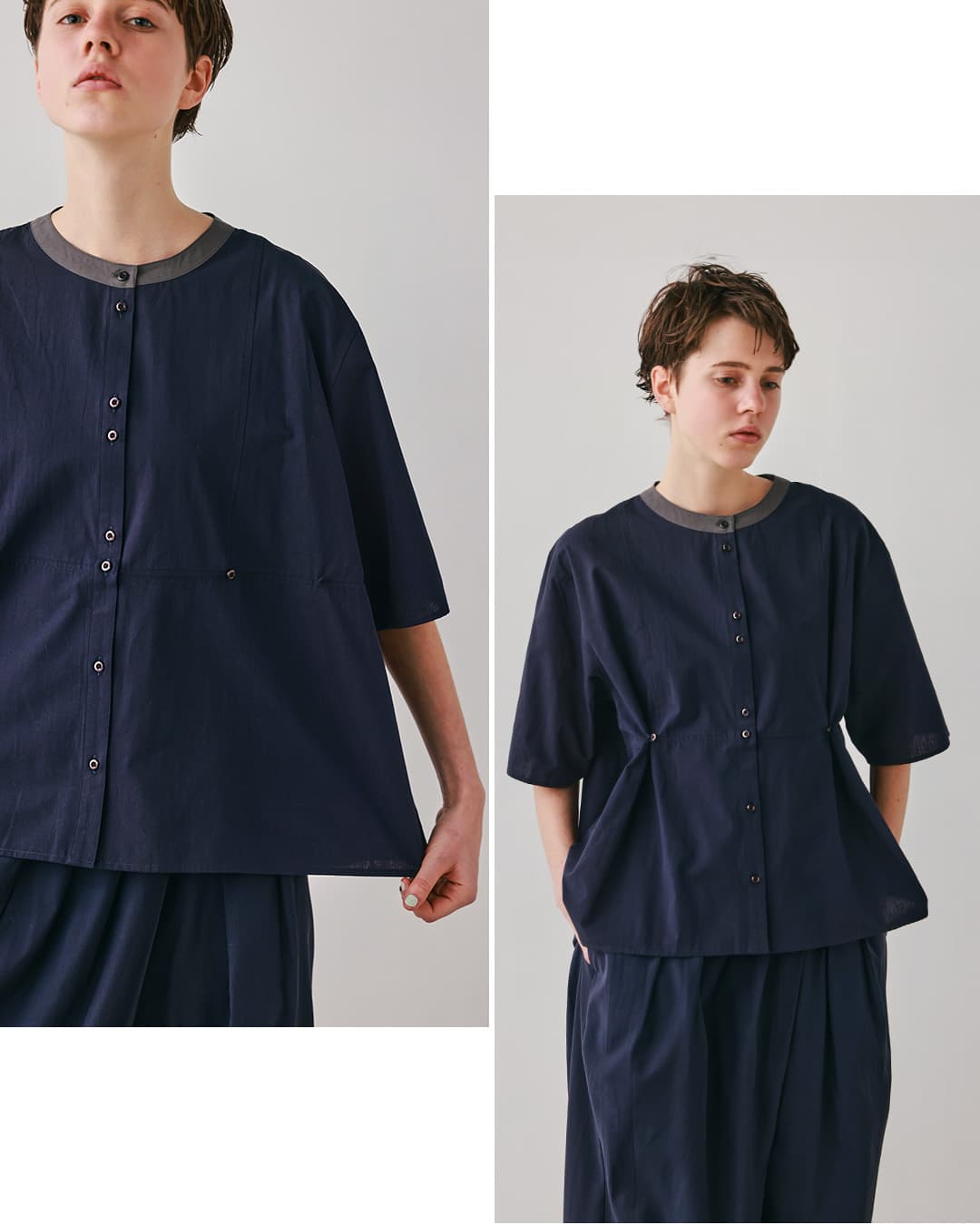 kelenクレリック バンドカラー 2way コットン ブラウス NORHA lkl26sbl2305