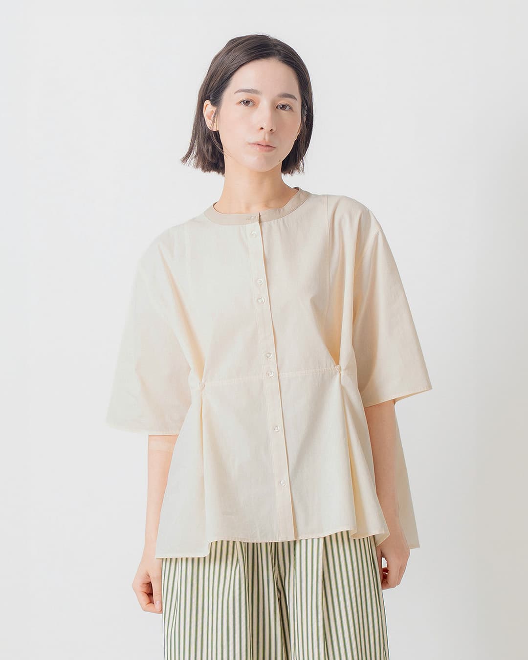 kelenクレリック バンドカラー 2way コットン ブラウス NORHA lkl26sbl2305