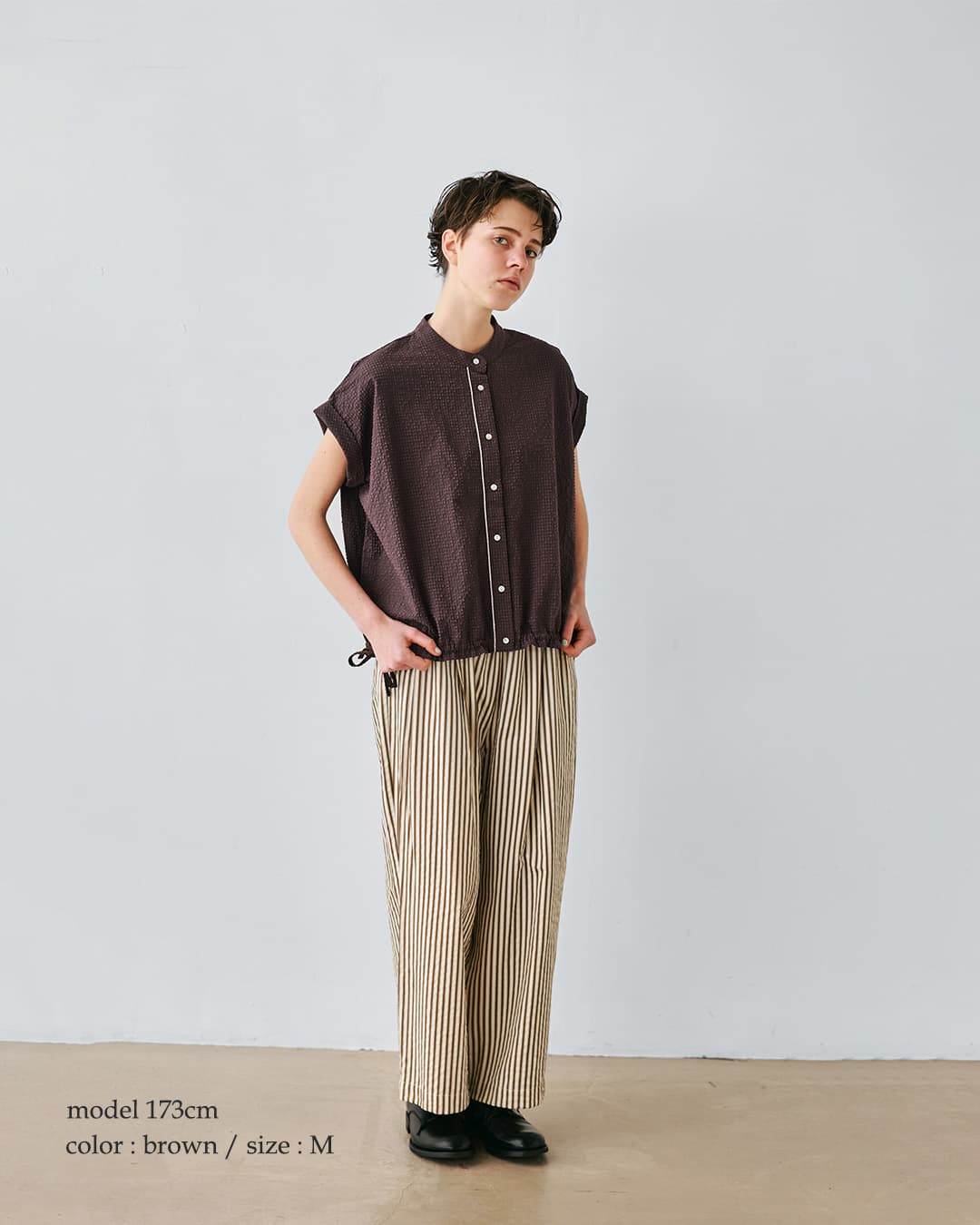 kelenシアーサッカー チェック ブラウス EATY lkl26sbl2308